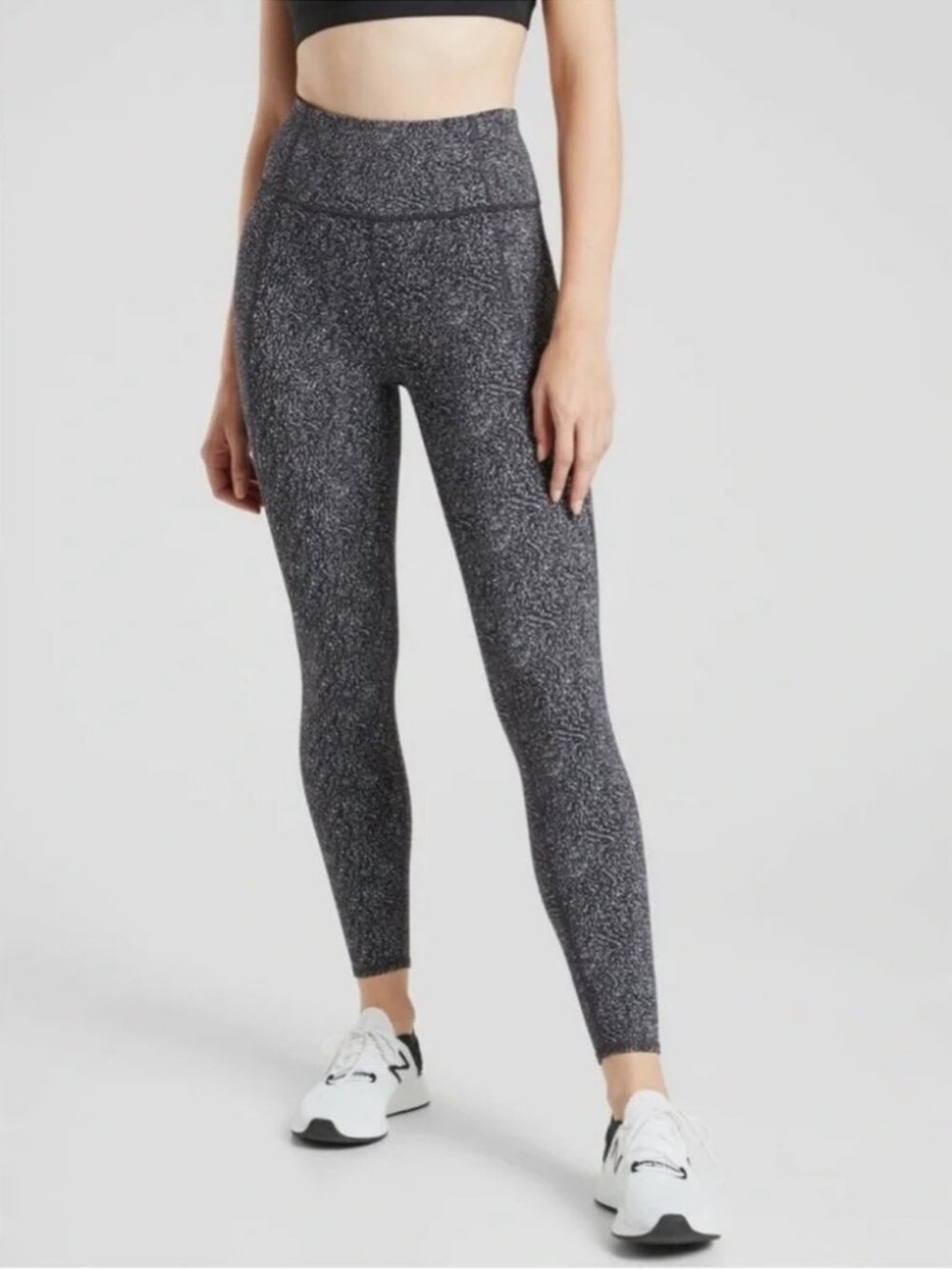 Athleta Lightning Static 7/8 Tight Leggings S Black White Speckled